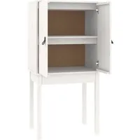 vidaXL Highboard Weiß aus massivem Kiefernholz - Kommode aus robustem Kiefernholz, bietet viel Stauraum mit 2 Türen und 2 Fächern sowie stilvollen Kunstledergriffen für einfachen Zugang.