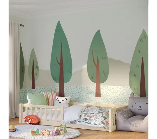 Bellabino Vere Bodenbett 90x200 - Montessori Kinderbett mit Rausfallschutz - Kleinkindbett aus Kiefer Massivholz, fördert Selbstständigkeit durch bodennahe Bauweise und bietet extra Sicherheit mit integriertem Rausfallschutz.