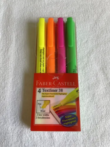 P019 Faber-Castell 4 Stück Textmarker Textliner 38 Highlighter