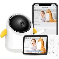 BOIFUN Babyphone mit Kamera, WLAN 2MP Video Babyfon, Smartphone-App-Steuerung, PTZ, Bewegungsverfolgung, IR Nachtsicht