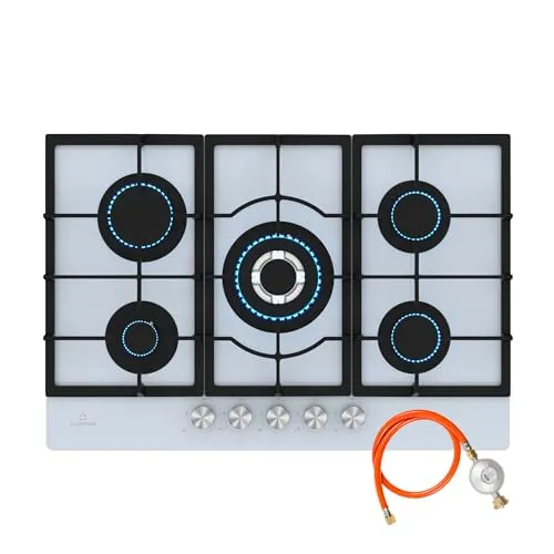 Klarstein Ignito Gaskochfeld 5-Zonen, 3,6 kW–1 kW in weiß von Klarstein