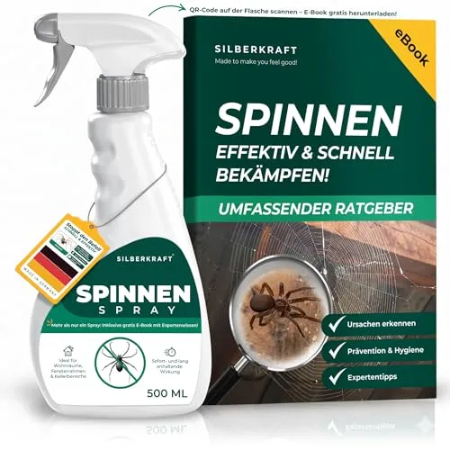 Spinnenspray 500ml inkl. gratis E-Book per QR-Code - Anti Spinnen Spray als Spinnenabwehr für Innen & Außen mit Langzeitwirkung - Spinnenmittel gegen Spinnen im Haus, Keller & an der Fassade