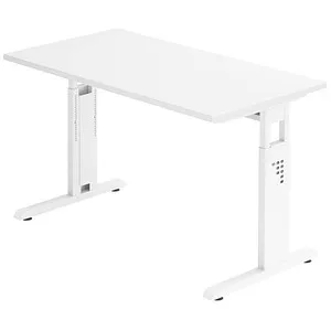 Hammerbacher Schreibtisch O-Serie, höhenverstellbar, 120x65-85cm, Mini Office - Kinderschreibtische mit horizontaler und vertikaler Kabelführung für ein organisiertes Arbeitsumfeld. Manuell höhenverstellbar für ergonomisches Arbeiten.