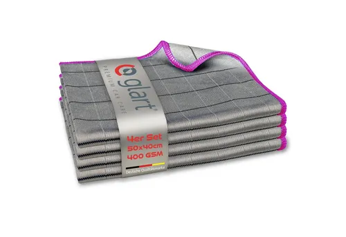 Glart 44C4P 4X Carbontücher Fensterputztücher Auto Glas fusselfrei 50x40cm Mikrofasertuch (98% PE/PA-Mehrkomponentenfaser, 2% PE, 40x50 cm)