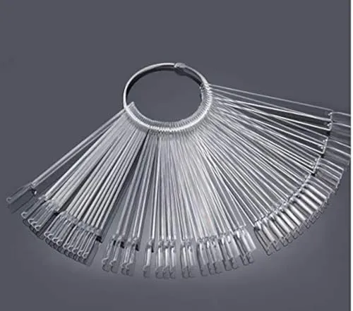 Stück Nail Art Tips Ring Stick, Pkouocry Transparent Farbe Karte Platten Nagellack Display Ring Sticks, Nagel Salon Übungen Display Nail Tips für Display und Praxis DIY Nail Art 50