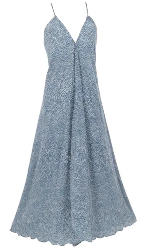 Boho Sommerkleid Magic Dress - Graublau Maxikleid für Frauen - Ethno-Stil Maxikleid aus 100% Polyester, ideal für Frühling und Sommer, fair gehandelt in Indien, luftige Passform für gemütliche Strandtage.
