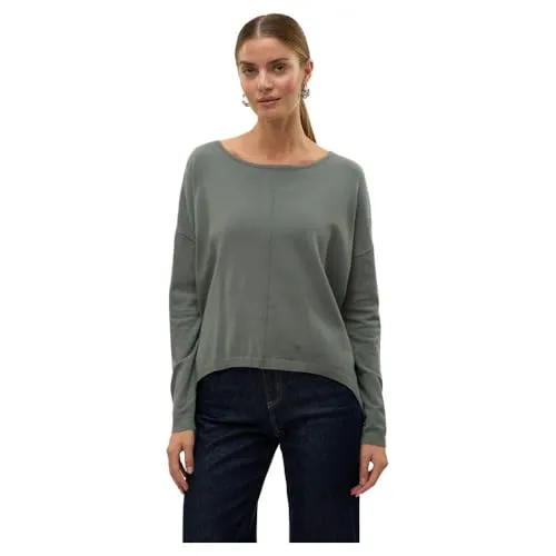 Vila Pullover in Grün - M - Stylischer Rundhals-Pullover mit Fledermausärmeln, lockerem Schnitt und Reißverschluss am Rücken. Ideal für einen lässigen Look!