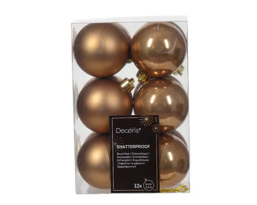 Kaemingk Weihnachtsbaumkugel, Weihnachtskugeln Kunststoff 6cm 12 Stück - Ingwerbraun