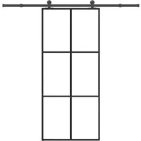 vidaXL Schiebetür 90x205 cm aus ESG-Glas & Aluminium - Moderne Schiebetür für platzsparende Lösungen, aus robustem ESG-Glas und korrosionsbeständigem Aluminium, inklusive einfachem Montage-Beschlagset.