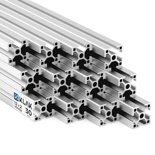 Alu Profil 12 Stück 30x30mm 2m - Montage- und Konstruktionsprofil - 12 Aluminium Montageprofile á 2m (insgesamt 24m), ideal für vielseitige Konstruktionen mit 8mm Nut, robust und leicht für einfache Handhabung.