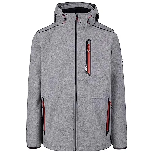 Trespass Herren-Softshelljacke mit Reißverschluss, Kapuze, Reißverschlusstaschen, Anak