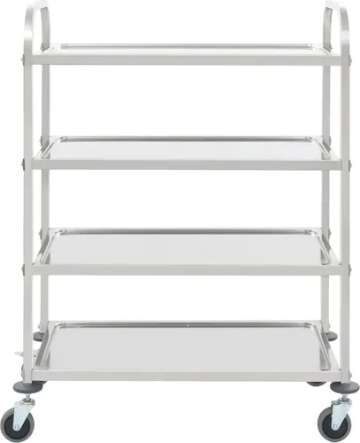 Edelstahl Servierwagen Küchenwagen - 3-Stufiger Transportwagen mit robustem Edelstahl-Design, ideal für Gastronomie und Haushalt - Maße: 87 x 45 x 83,5 cm