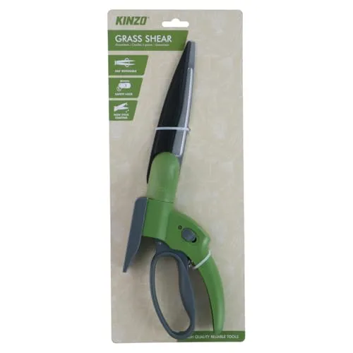 Kinzo Grasschere 360 Grad Drehbar – Manuelle Rasenschere mit Sicherheitsverriegelung, Antihaftbeschichtung und Ergonomischem Griff – Für Rasenränder und Beete
