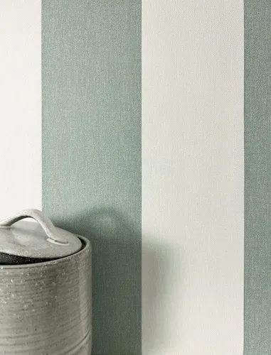Newroom Vliestapete Frida Grün Tapete Streifentapete Streifen, Blockstreifen, Landhaus, strukturiert, Streifenmuster