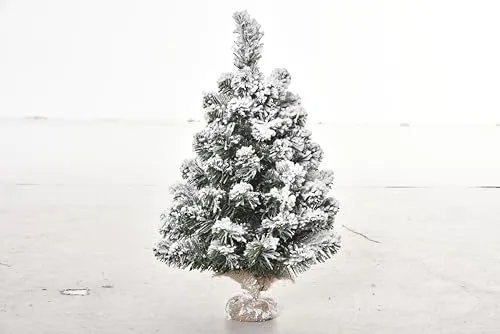 HOMCOM Mini Künstlicher Weihnachtsbaum 60 cm Tannenbaum künstlich mit Schnee, 67 Spitzen Zementbasis Christbaum Weihnachtsdeko für drinnen Büro Wohnzimmer