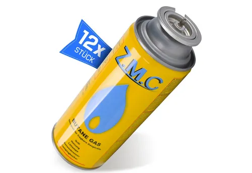 ZMC Gaskartusche Butan Gas Kartusche 227g Butangas Bajonett-Anschluss Gaskartusche, Zubehör für Gaskocher Campingkocher Brenner Gasheizung Gasbrenner, 12 St., MSF-1a Gaskartuschen Campinggas Bunsenbrenner Campingkocher