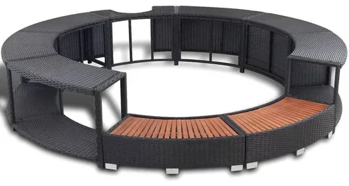 vidaXL Whirlpool-Umrandung Schwarz Poly-Rattan - Elegante Whirlpool-Einfassung aus Poly-Rattan, mit integriertem Stauraum und witterungsbeständigem Design. Ideal für einen modernen und funktionalen Whirlpoolbereich.
