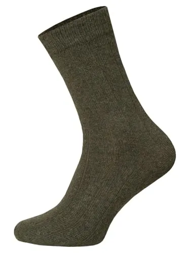 HomeOfSocks 2 Paar Merino Kaschmir Socken Herren Und Damen - Luxuriöse Wollsocken Aus Besonders Dichter Wolle Des Merino Schafs | Olive Gr. 43-46