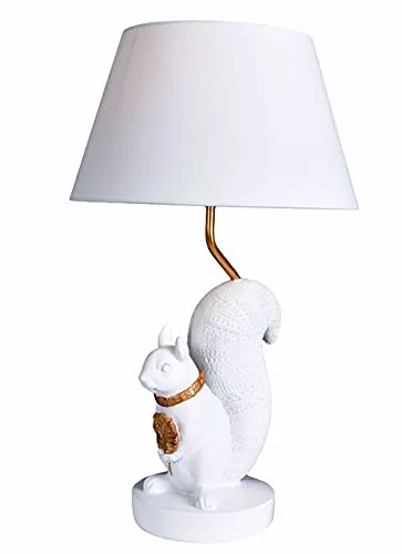 Tischleuchte Tierfigur Tischlampe (ohne Leuchtmittel) Eichhörnchen Weiss Gold Lampe Nachttischlampe 55 cm cw210 Palazzo Exklusiv