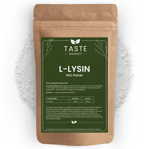 L-Lysin HCL Pulver | 99% rein ohne Zusatzstoffe | Aminosäure 100 g
