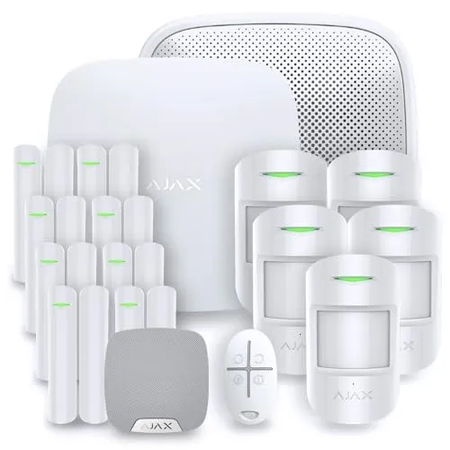AJAX Alarmanlage StarterKit weiß – Set 6 W - Professionelles Alarmanlagensystem für Heim und Geschäft, mit hochsicherer AES-Verschlüsselung und bidirektionaler Kommunikation für maximale Sicherheit.
