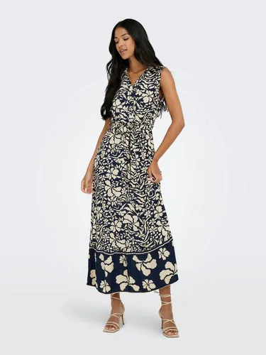 Onlvibe Life S/L Shirt Long Dress WVN - Freizeitkleid für Damen, stilvolles, ärmelloses Design mit Hemdkragen und modernem Allover Print, perfekt für lässige Freizeitlooks.