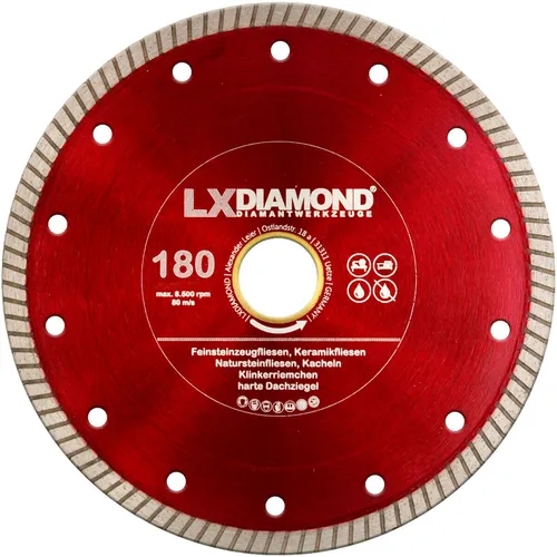 LXDIAMOND Diamant-Trennscheibe 180mm x 25,4mm Feinsteinzeug Fliesen Premium dünn