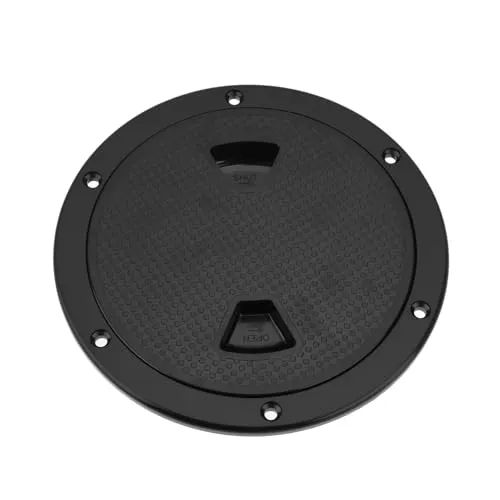 Briny River 1 x schwarze Inspektionskappe für Boote, 15,2 cm, rund, mit abnehmbarer Abdeckplatte, vorgebohrte Löcher für Boot, Yacht, Wohnmobil