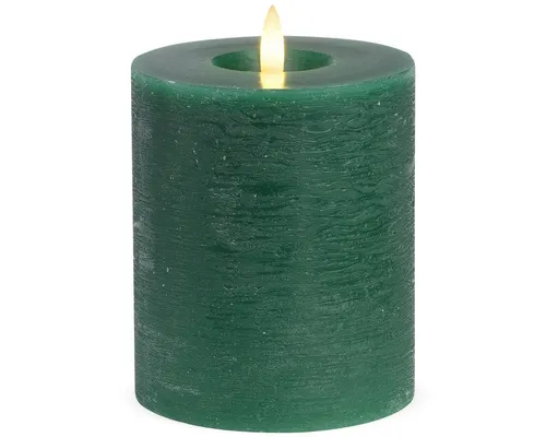 matches21 HOME & HOBBY LED-Kerze LED Stumpen-Kerzen 2er Set Echtwachs-Kerzen flackernd 10x12 cm grün (2-tlg), Mit beweglicher Flamme, Fernbedienung & Timer für Adventskranz