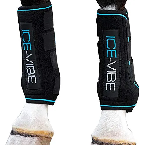 Horseware Ice-Vibe Boot LED - Black Aqua, Größe: großes Warmblut (XL) - Atmungsaktive Gamaschen mit 4 Klettverschlüssen, waschbar bei 30 Grad. Ideal für die Regeneration Ihres Pferdes, ohne Halsteilanbringung.