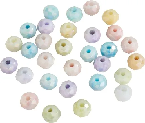 PRACHT Glasschliffperlen 6mm Glasperlen 30 Stk. Kristallperlen Schmuckherstellung Dekoration Bastelbedarf Glasperlen für Perlenarbeiten Schlafzimmer Dekorativ DIY Projekte Beadwork Pastell-Mix