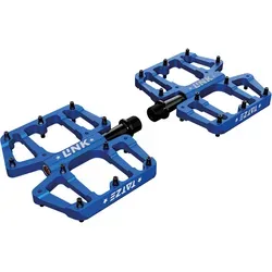 TATZE Flatpedal LINK TITAN blau - Fahrradpedale mit Titanachse für hohe Stabilität und geringes Gewicht, ideal für anspruchsvolle Mountainbiker.