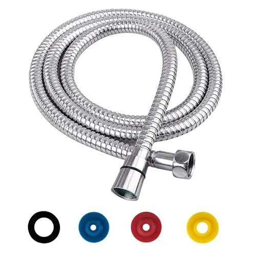GEFIRE Duschschlauch Edelstahl Brauseschlauch 1, 5m Verdrehschutz Flexibel 4 Wassersparer Durchflussbegrenzer Standard 1/2/ Anschluss Druckbeständig Hitzebeständig Silber