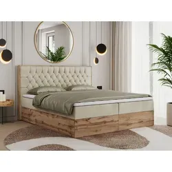 MKS MEBLE Boxspringbett 180x200 mit Bettkasten und Matratze H4 - Elegantes Polsterbett 180x200 mit zwei praktischen Bettkästen für optimalen Stauraum und einer 7-Zonen Taschenfederkernmatratze für besten Schlafkomfort.