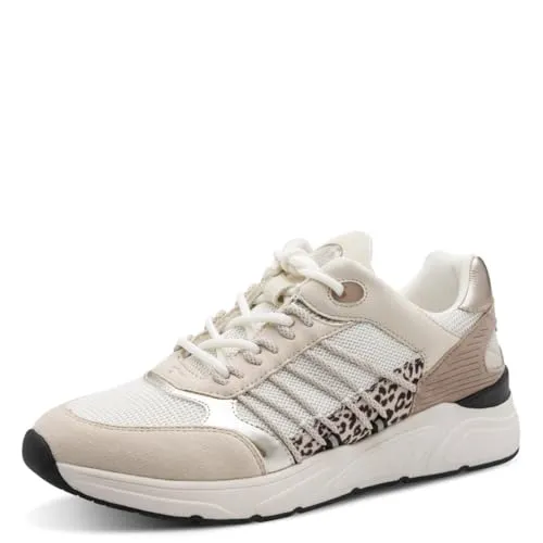 Tamaris 23762 Damenschuhe - Sportliche Sneaker in Grau mit Leopardenmuster - Stylische Halbschuhe von Tamaris mit atmungsaktivem Obermaterial aus Leder und Synthetik. Ideal für die Freizeit, bequem und mit herausnehmbarer Innensohle für individuellen Tragekomfort.
