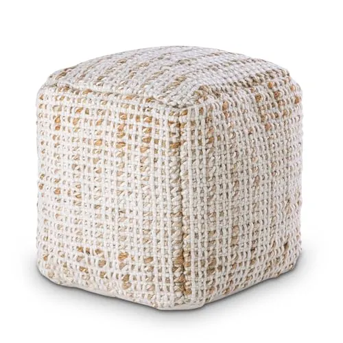 Amago home Sitzhocker aus Jute - Handgefertigter Sitzpouf aus Jute und Baumwolle, ideal als Fußhocker oder Beistelltisch für jeden Raum. Verfügbar in verschiedenen Farben und Größen!