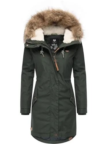 Ragwear Damen Wintermantel Tawny Parka mit Kunstfell - Funktionsjacke mit abnehmbarem Kunstfell, wasser- und windabweisend, ideal für kalte Tage und modisch im Streetwear Style.