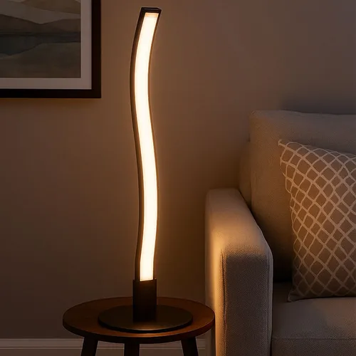 JUST LIGHT LED Tischlampe WAVE schwarz 1-flammig - Moderne Tischlampe in Schwarz mit warmweißem Licht, energieeffizient und ideal für Wohnzimmer oder Kinderzimmer.