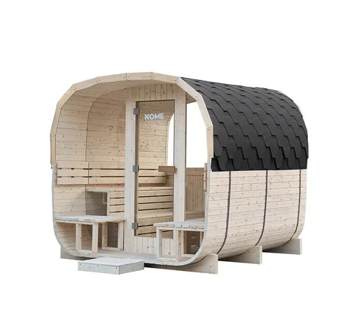 HOME DELUXE Saunahaus HYGGE DELUXE für 4-6 Personen - Saunahäuser – Gartensauna mit Panorama-Glasfront für maximalen Lichteinfall und entspannende Atmosphäre. Inkl. leistungsstarkem 10,5 kW Saunaofen für schnelle Aufheizzeiten.