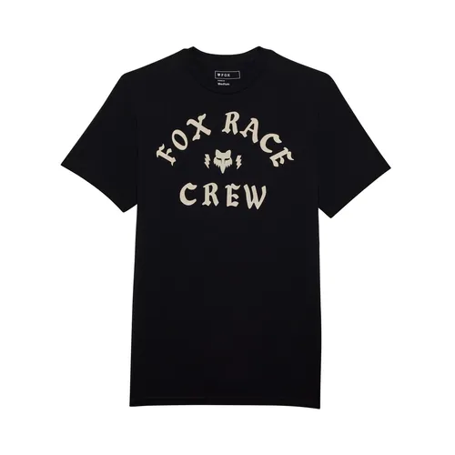 Fox Racing Premium T-Shirt Race Crew Schwarz M - Hochwertiges T-Shirt für Herren im Radsport, ideal für Freizeit und Sport. Komfortable Passform in Schwarz, Größe M, mit kurzem Arm für optimale Bewegungsfreiheit.