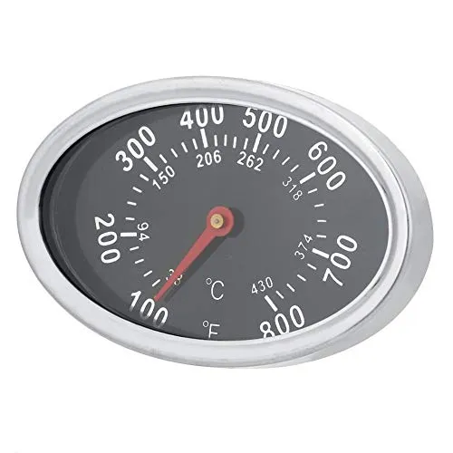 DEWIN BBQ Grill-Thermometer, Oval geformtes Edelstahl Röstthermometer 430 ℃, Grillthermometerfür Grills, Ofen, Räucherofen und Grillwagen, analog, Grillzubehör (Anzeige: Celsius und Fahrenheit)