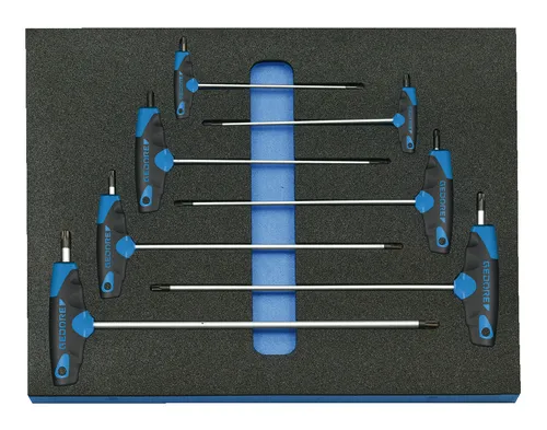 Gedore 2005 CT2-2143 KTX Winkelschraubendreher Set 7-teilig - Schraubendreher für präzises Arbeiten, inklusive 7 gängiger Größen T 10 bis T 40, ideal für Mechaniker und Heimwerker.