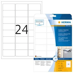 HERMA Folien-Kraftklebe-Etiketten 9532 weiß 63,5 x 33,9 mm, 10 Blatt