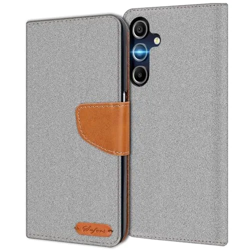 CoolGadget Handyhülle Stoff für Samsung Galaxy A16 5G Textil Wallet Case, Stoff-Design mit Magnetverschluss & Kartenfächern, kompatibel mit Samsung Galaxy A16 5G (6,7 Zoll), Grau