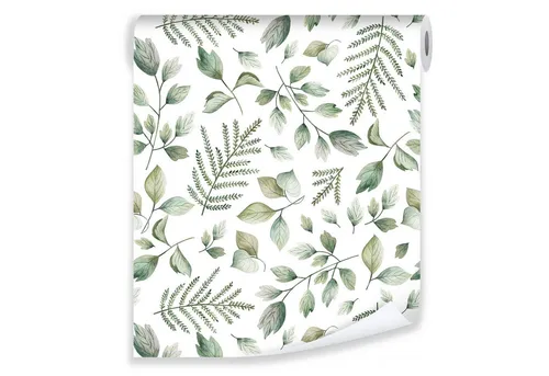 Wallarena Vliestapete Grün weiß Blätter Pflanzen Natur Botanisch Vlies Tapete 10m x 50cm, Premium Halbmatt Glatt Vlies, Blätter, Natur, Pflanzen, (Vliestapete - Tapete Schlafzimmer Wohnzimmer, 1 St., Vliestapete - Tapete Schlafzimmer Wohnzimmer), Vliestapete weiss grün Schlafzimmer Wohnzimmer Küche Tapete + Kleister
