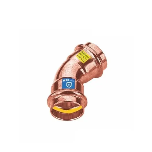 Sanpro Fitting - Pressfitting Kupfer 45° Winkel - Bogen, Größe V 35 (Pressfitting Kupfer Gas Wasser Trinkwasser Heizung Sanitär Fittings Kupferleitung)
