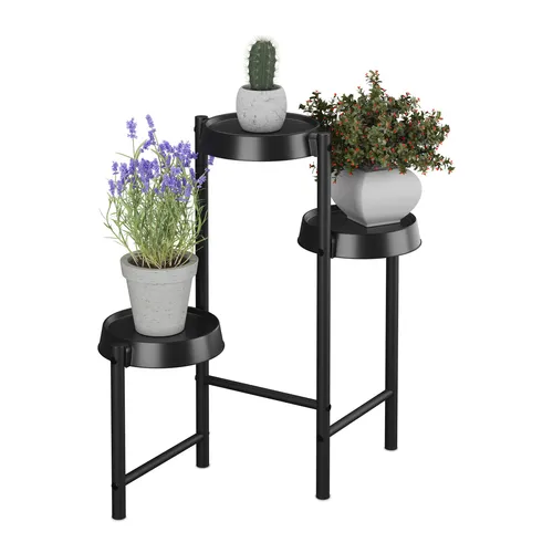Pflanzenständer Blumenständer Blumensäule - Eleganter Pflanzenständer mit 3 Ablagen für drinnen und draußen. Robustes Metall, in verschiedenen Farben erhältlich. Ideal zur stilvollen Präsentation Ihrer Pflanzen.