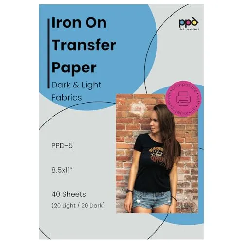 PPD 40 x A4 Inkjet Premium Transferpapier Hell/Dunkel, für Bügeleisen und Transferpresse PPD-5-40