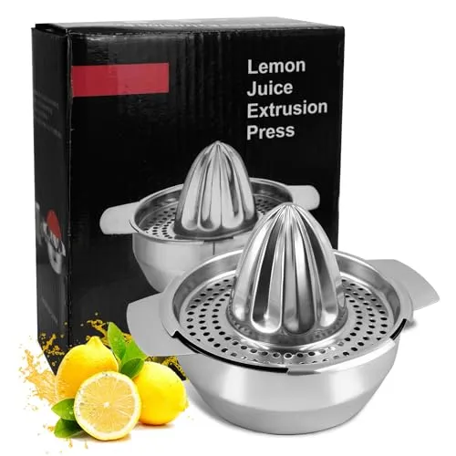 OVBOVA 450ml Zitronenpresse Edelstahl – Manuelle Saftpresse für Zitronen, Limetten & Orangen mit Auffangbehälter, Spülmaschinengeeignet – Ideal für Küche, Bar & Haushalt