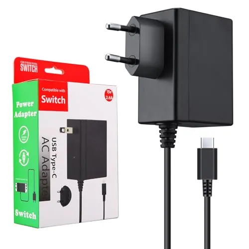 ECCHTPOOWER Netzteil für Switch/Switch OLED, PD Typ C Ladegerät unterstützt TV und Handheld Modus Reise Ladegerät Charger für Docking Station Andriod Handy und Andere USB C Geräte
